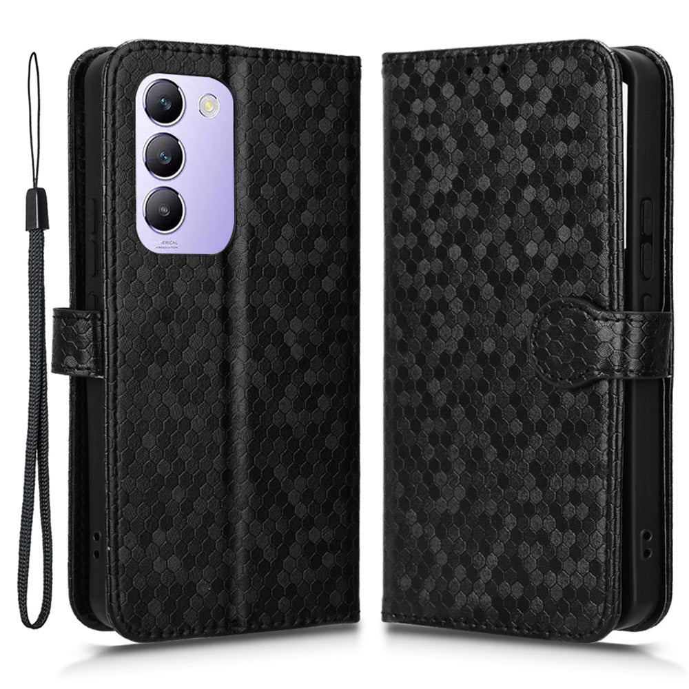 For vivo Y100 5G (Indonesia) / Y200e 5G / V30 Lite 5G (India) Wallet Case Dots Pattern PU Leather Flip Phone Cover For vivo Y100 5G (Indonesia) / Y200e 5G / V30 Lite 5G (India) Wallet Case Dots Pattern PU Leather Flip Phone Cover